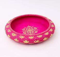 Handcrafted Pink Terracotta Urli with Golden Motifs